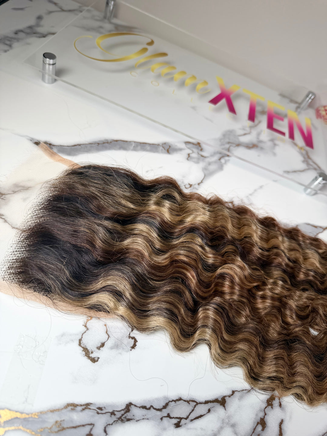 Hd Lace Closure - Honey Cashmere Raw Burmese Curly - Glam Xten Collection