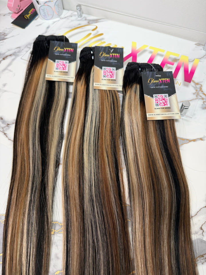 Custom Multicolored Honey Blonde Raw Bundles - Glam Xten Collection
