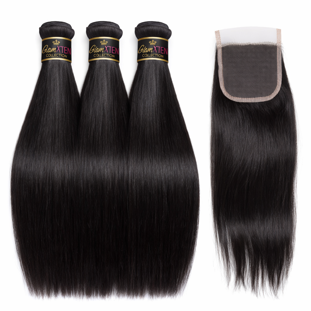 Silky Straight Bundle + Closure Deals - Glam Xten Collection