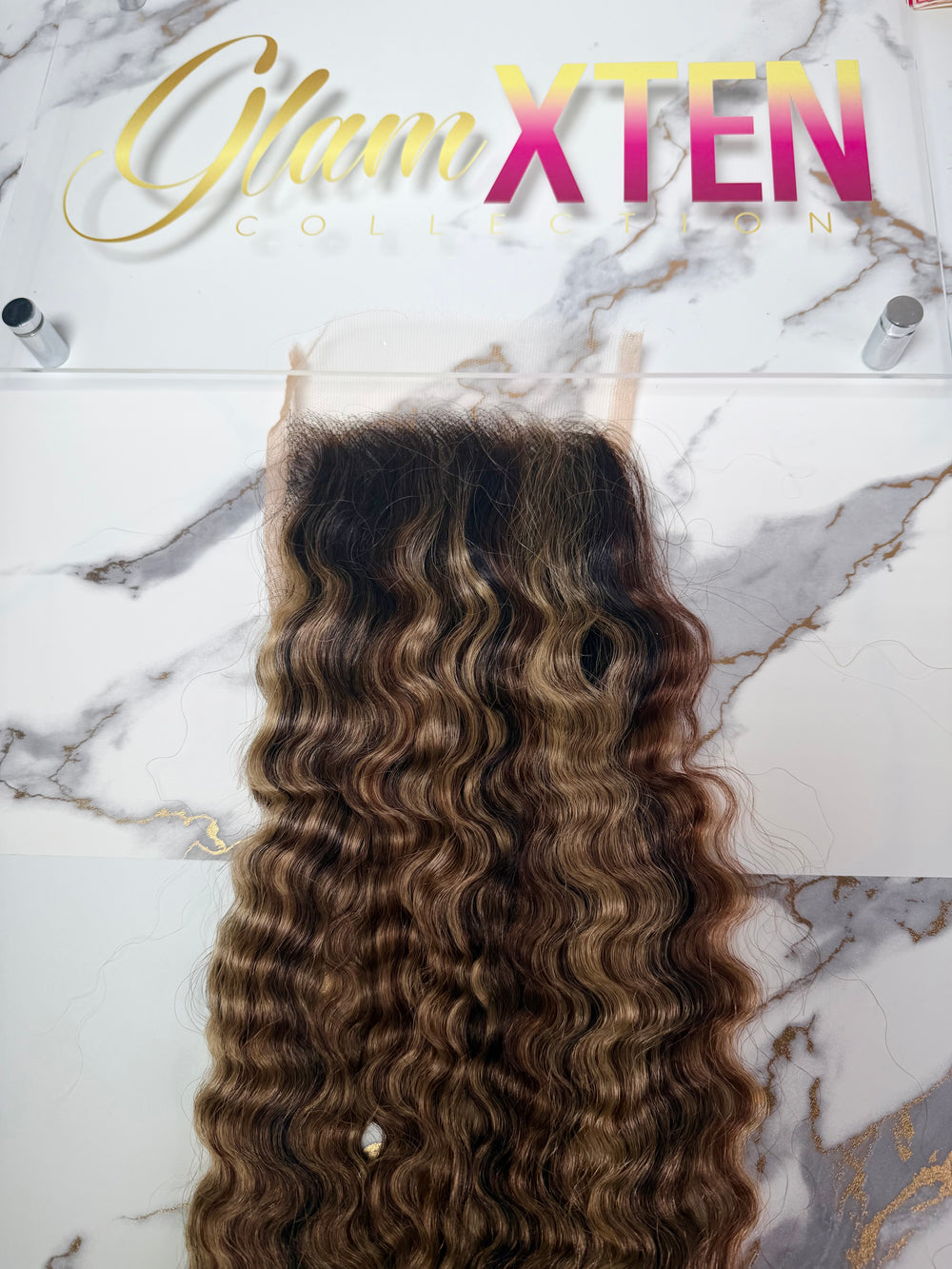 Hd Lace Closure - Honey Cashmere Raw Burmese Curly - Glam Xten Collection
