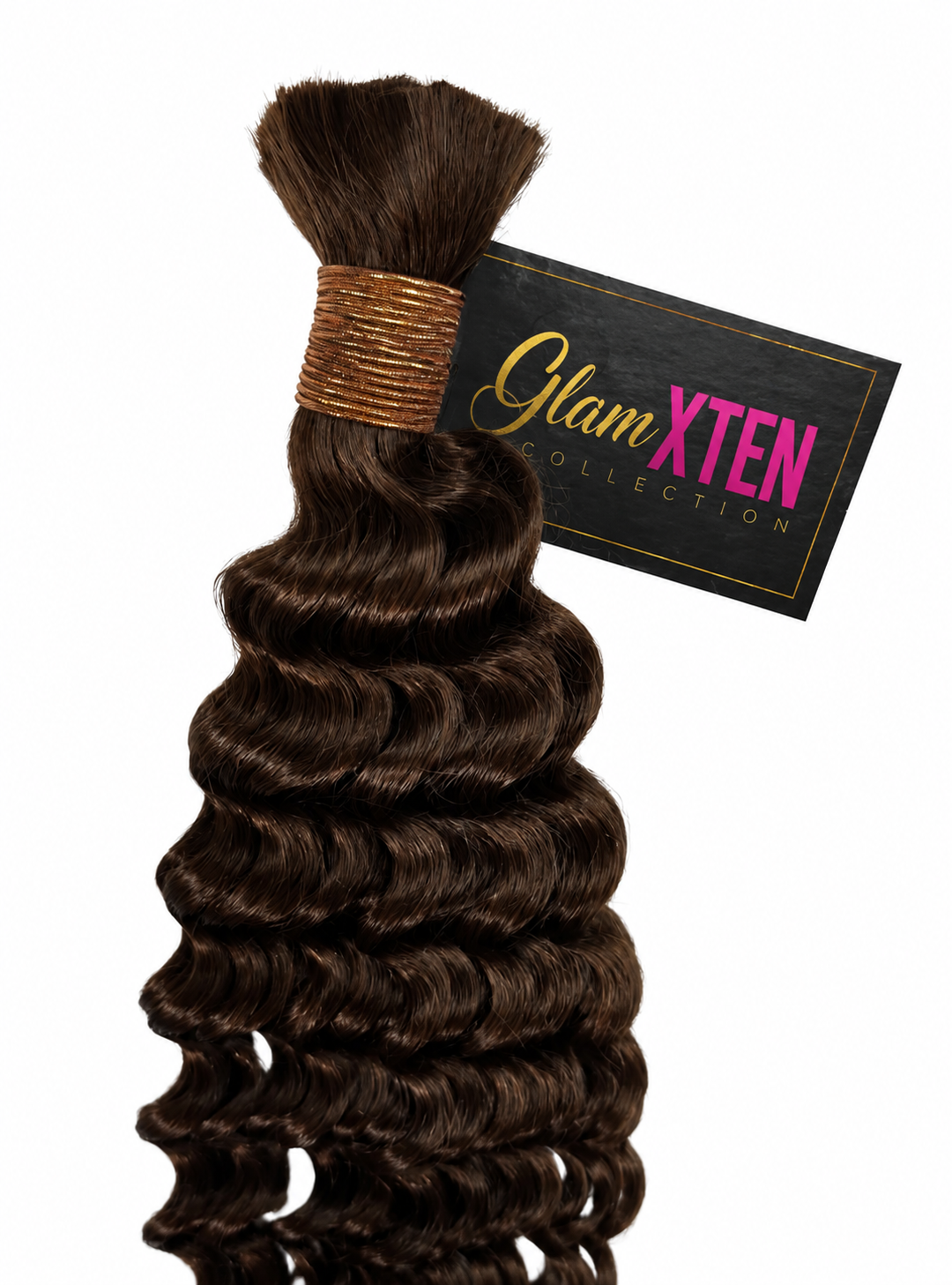Dark Brown Deep Wave Bulk Braiding Hair Extensions - Glam Xten Collection
