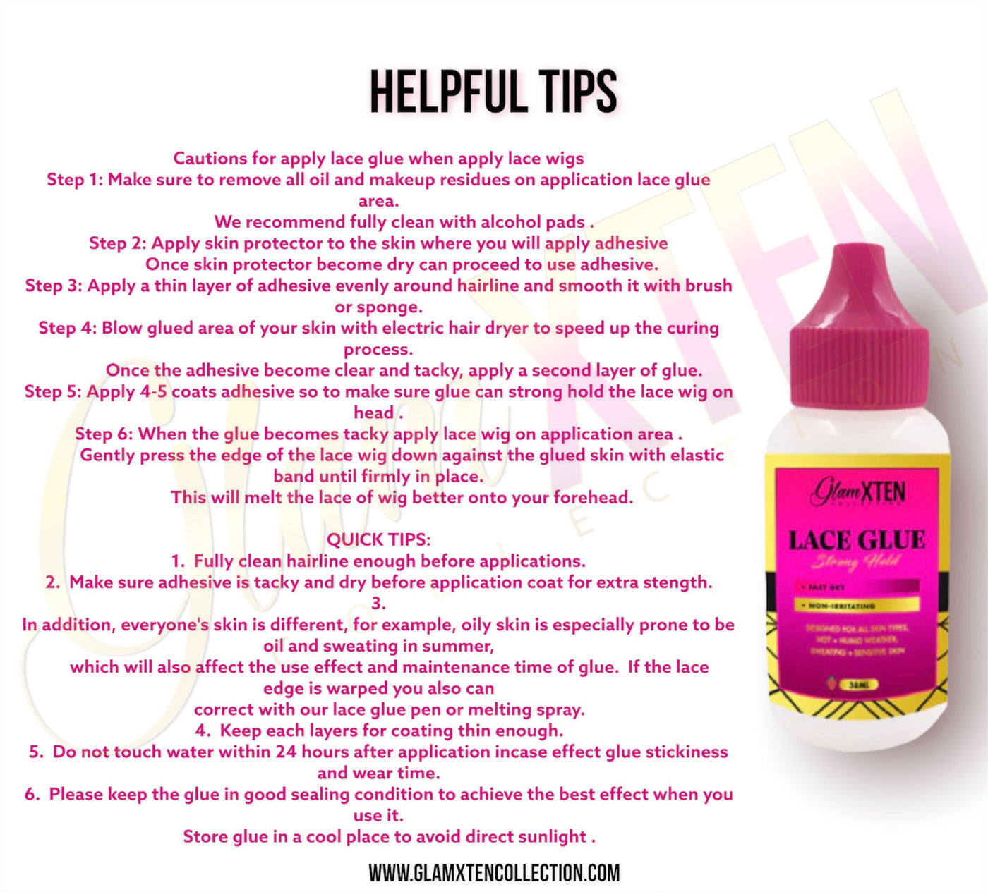 Extreme Hold Waterproof Lace Glue 38 ml (Small) - Glam Xten Collection