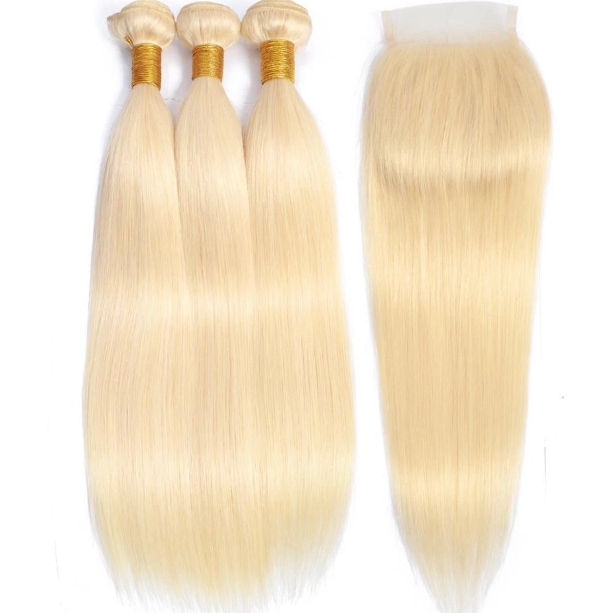 #613 Blonde Silky Straight + 5x5 Closure Deals - Glam Xten Collection
