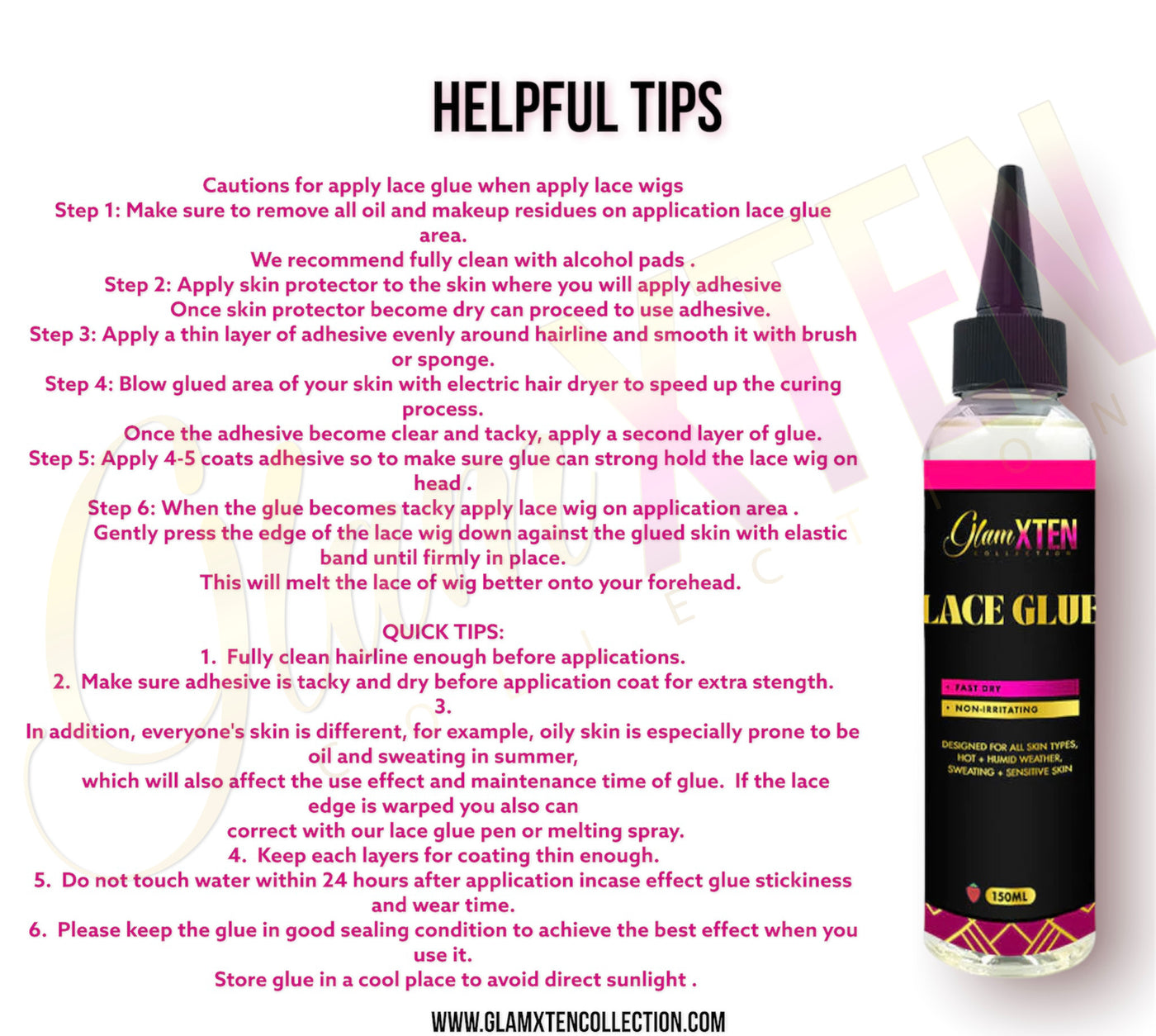 Extreme Hold Waterproof Lace Glue 150ml  (Large) - Glam Xten Collection